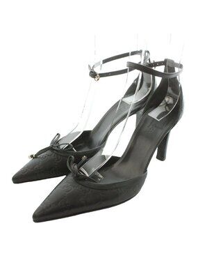 Gucci High Heels Pumps GG Pattern Ribbon Motif Ankle Strap Guccissima Leather